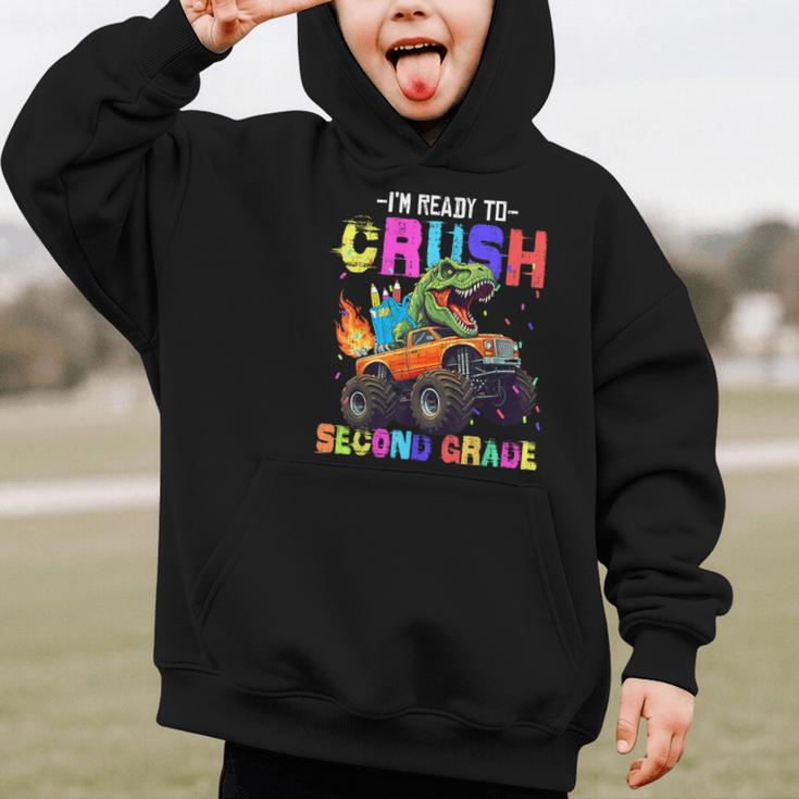 I'm Ready To Crush Second Grade Dinosaur Dino Back To School Graphic Kid Hoodie
