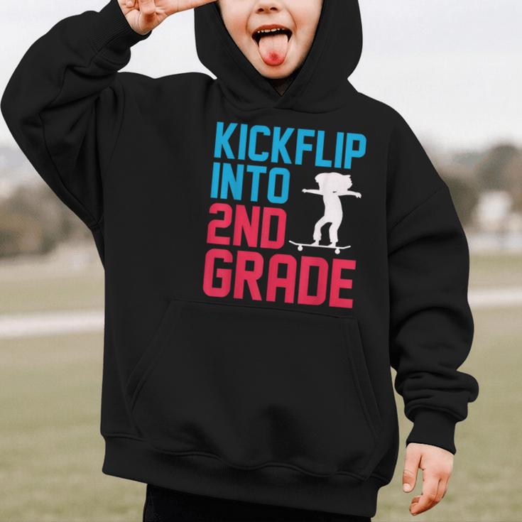 Kickflip Into 2nd Grade Skateboard Lover Back To School Graphic Kid Hoodie