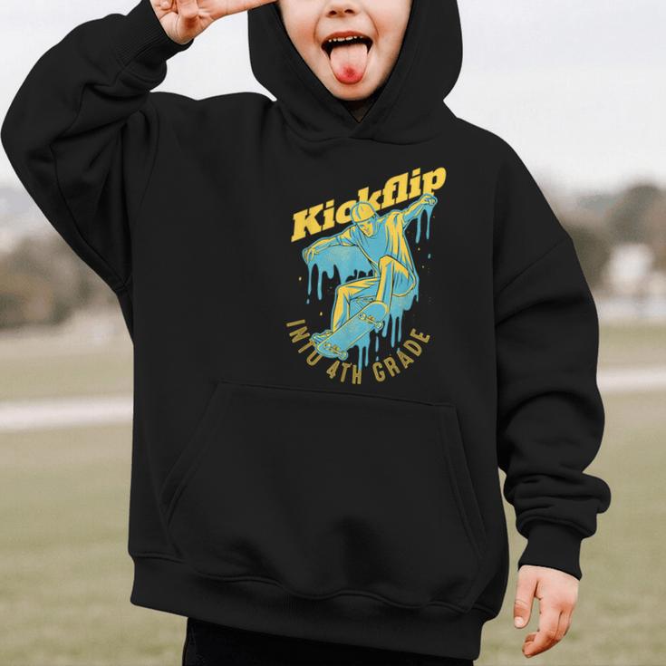 Kickflip Into 4th Grade Skateboard Lover Back To School Graphic Kid Hoodie