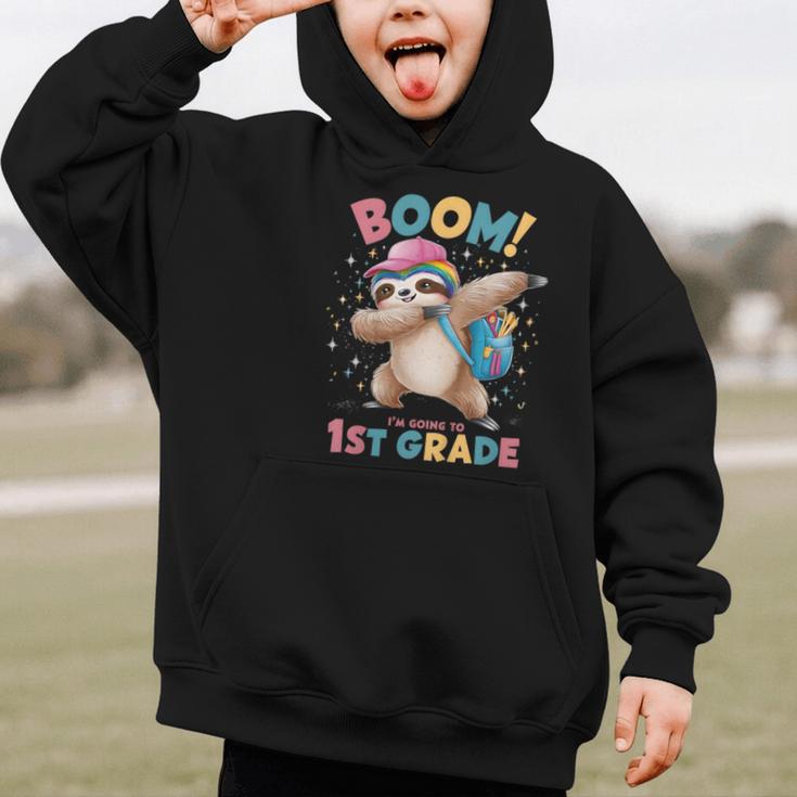 Kids Boom I'm Going To 1st Grade Dabbing Sloth For Back To School Graphic Kid Hoodie Kids Boom I'm Going To 1st Grade Dabbing Sloth For Back To School Graphic Kid Hoodie