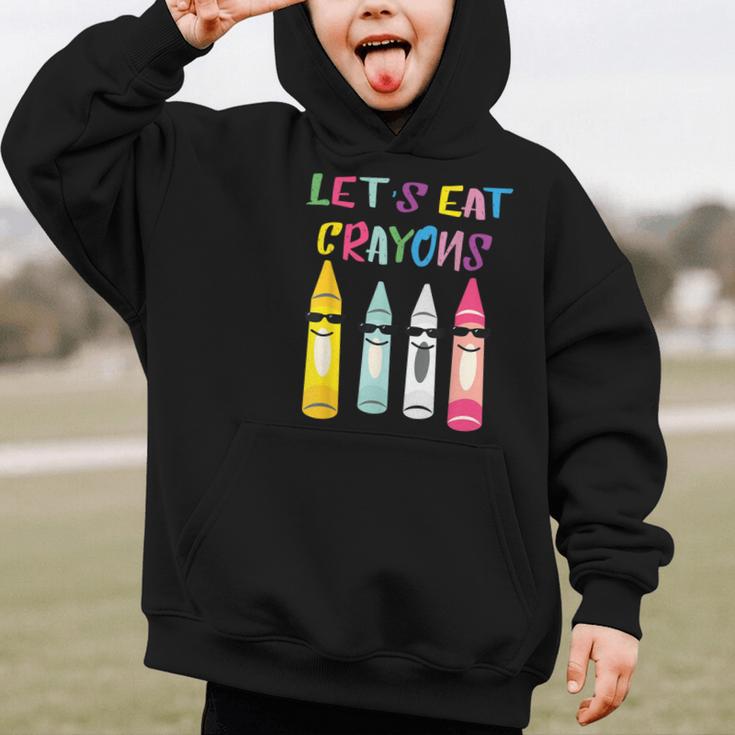 Kindergarten Back To School Crayons Let's Eat Crayon Graphic Kid Hoodie Kindergarten Back To School Crayons Let's Eat Crayon Graphic Kid Hoodie