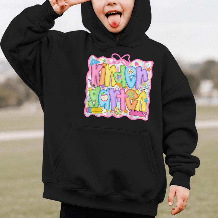 Kindergarten Coquette Bow Back To School Kinder Girl Kids Graphic Kid Hoodie Kindergarten Coquette Bow Back To School Kinder Girl Kids Graphic Kid Hoodie