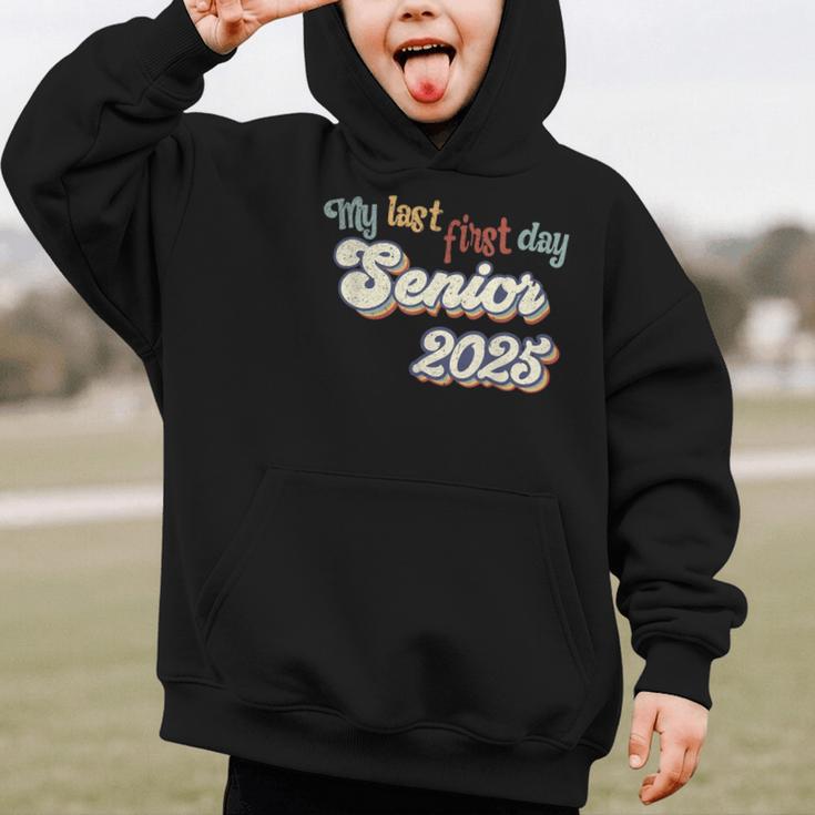My Last First Day Senior 2025 Back To School Vintage Cool Graphic Kid Hoodie My Last First Day Senior 2025 Back To School Vintage Cool Graphic Kid Hoodie