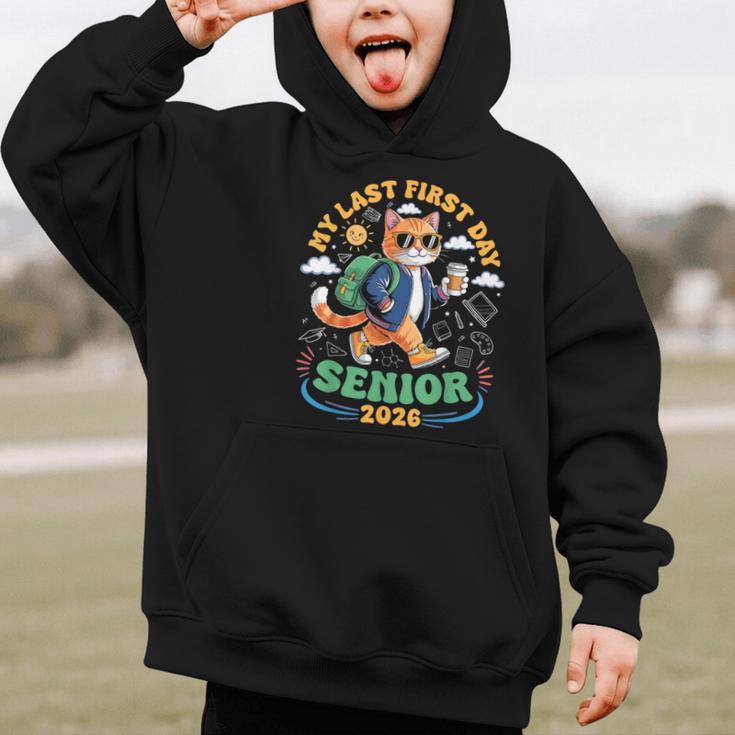 My Last First Day Senior 2026 Cat Back To School Graphic Kid Hoodie