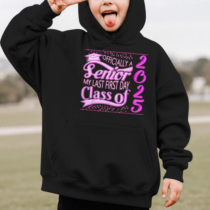 My Last First Day Senior Back To School 2025 Class Of 2025 Graphic Kid Hoodie My Last First Day Senior Back To School 2025 Class Of 2025 Graphic Kid Hoodie