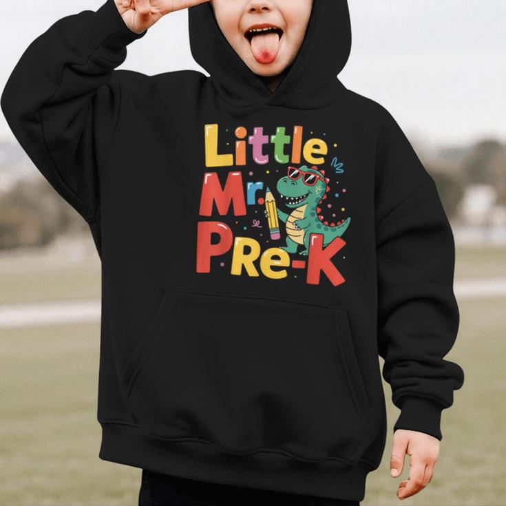 Little Mr Pre-K Dino Back To School Graphic Kid Hoodie Little Mr Pre-K Dino Back To School Graphic Kid Hoodie