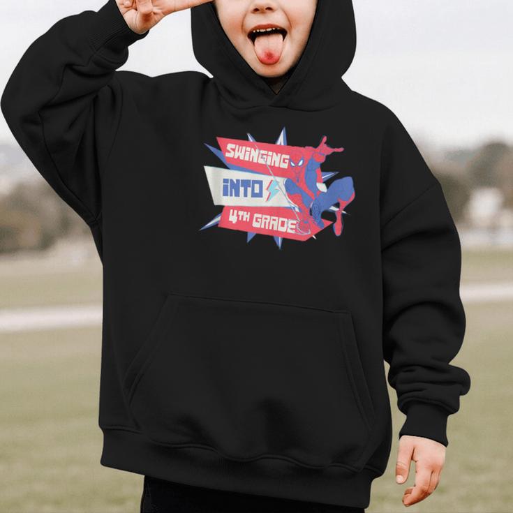 Marvel Spider-Man Swinging Into 4th Grade Back To School Graphic Kid Hoodie Marvel Spider-Man Swinging Into 4th Grade Back To School Graphic Kid Hoodie