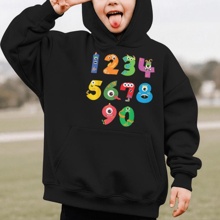 Monster Numbers Learning Cute Numbers 0-9 Back To School Graphic Kid Hoodie
