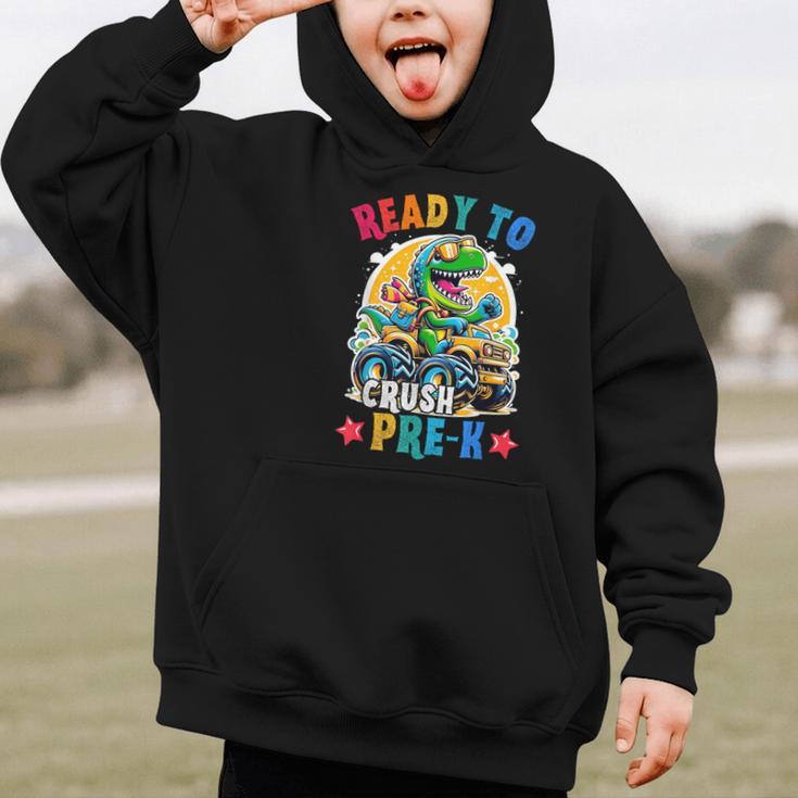 Monster Truck Dinosaur Boys Back To School Crush Pre-k Kids Graphic Kid Hoodie