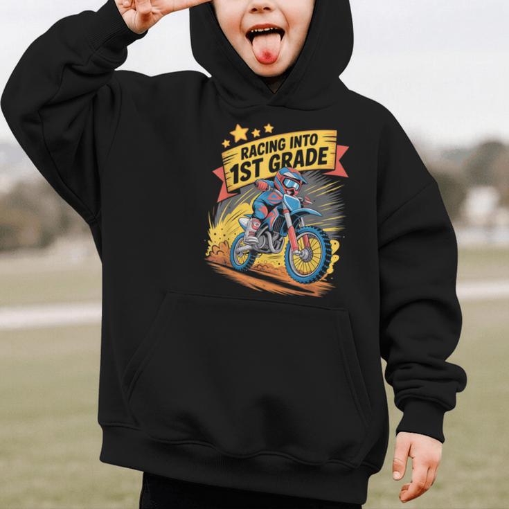 Motocross Dirt Bike Back To School Racing Into 1st Grade Graphic Kid Hoodie