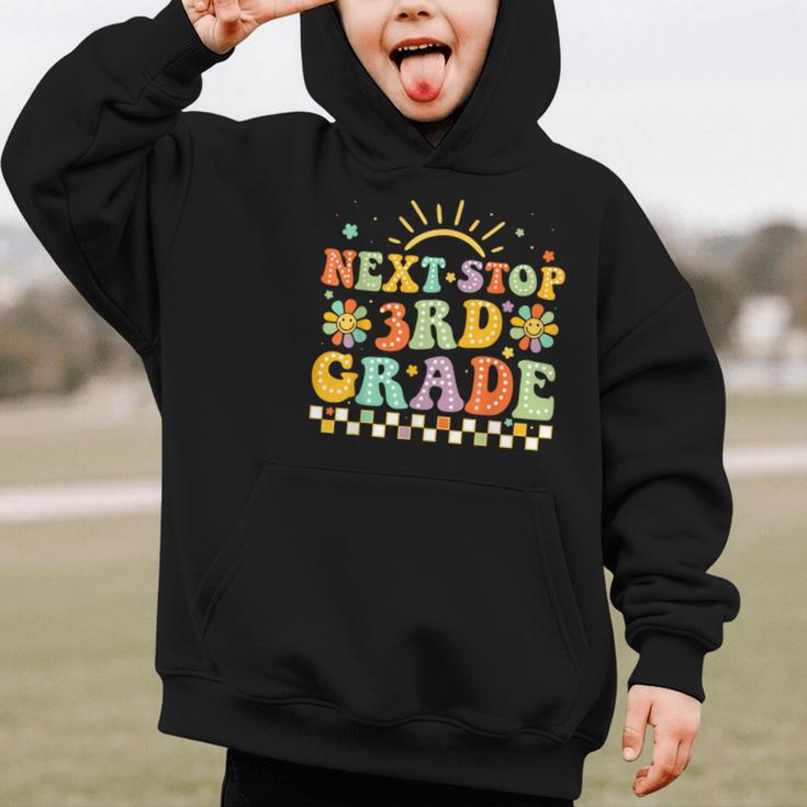 Next Stop 3rd Grade Groovy Retro Third Grade Back To School Graphic Kid Hoodie
