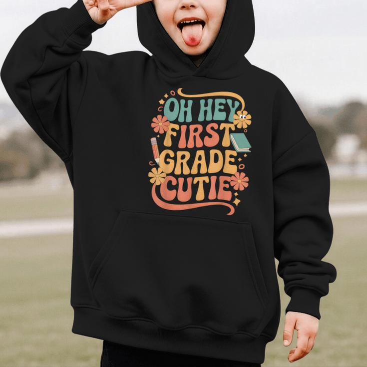 Oh Hey First Grade Cutie Back To School Graphic Kid Hoodie