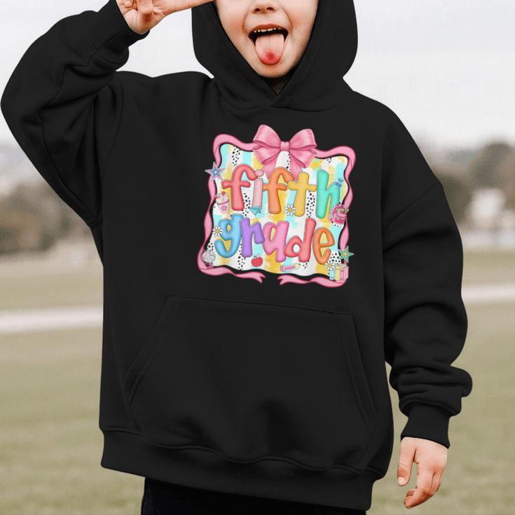Preppy Back To School Fifth Grade Coquette Bow Women Girl Graphic Kid Hoodie