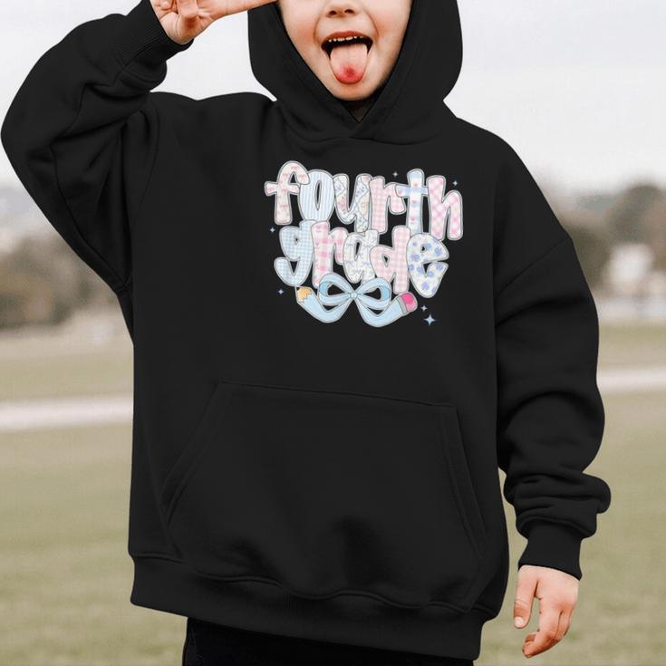 Preppy Fourth Grade Back To School Coquette 4th Grade Graphic Kid Hoodie Preppy Fourth Grade Back To School Coquette 4th Grade Graphic Kid Hoodie