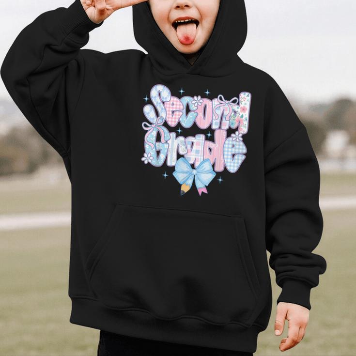 Preppy Second Grade First Day Back To School 2nd Grade Bow Graphic Kid Hoodie Preppy Second Grade First Day Back To School 2nd Grade Bow Graphic Kid Hoodie