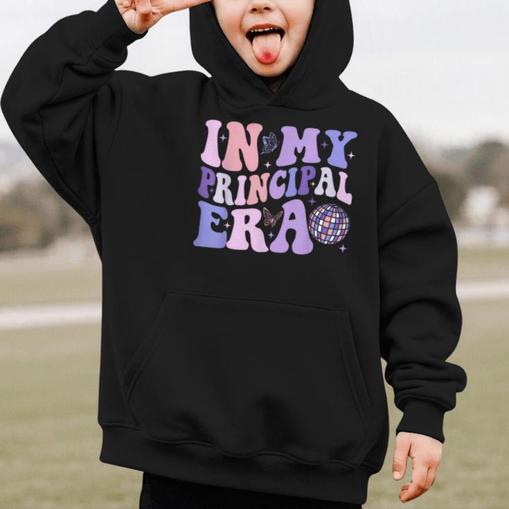 In My Principal Era Groovy School Headmaster Back To School Graphic Kid Hoodie