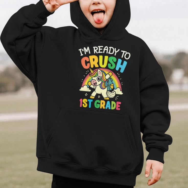 Ready For 1st Grade Unicorn First Day Back To School Student Graphic Kid Hoodie Ready For 1st Grade Unicorn First Day Back To School Student Graphic Kid Hoodie
