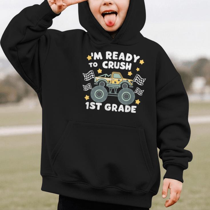 Im Ready To Crush 1st Grade Boy Monster Truck Back To School Graphic Kid Hoodie