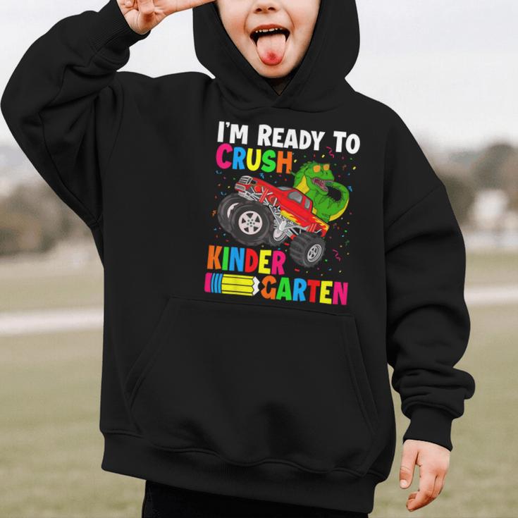 Ready To Crush Kindergarten T-Rex Back To School Boys Graphic Kid Hoodie Ready To Crush Kindergarten T-Rex Back To School Boys Graphic Kid Hoodie