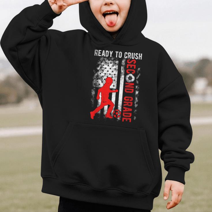 Ready To Crush Second Grade Soccer USA Flag Back To School Graphic Kid Hoodie Ready To Crush Second Grade Soccer USA Flag Back To School Graphic Kid Hoodie