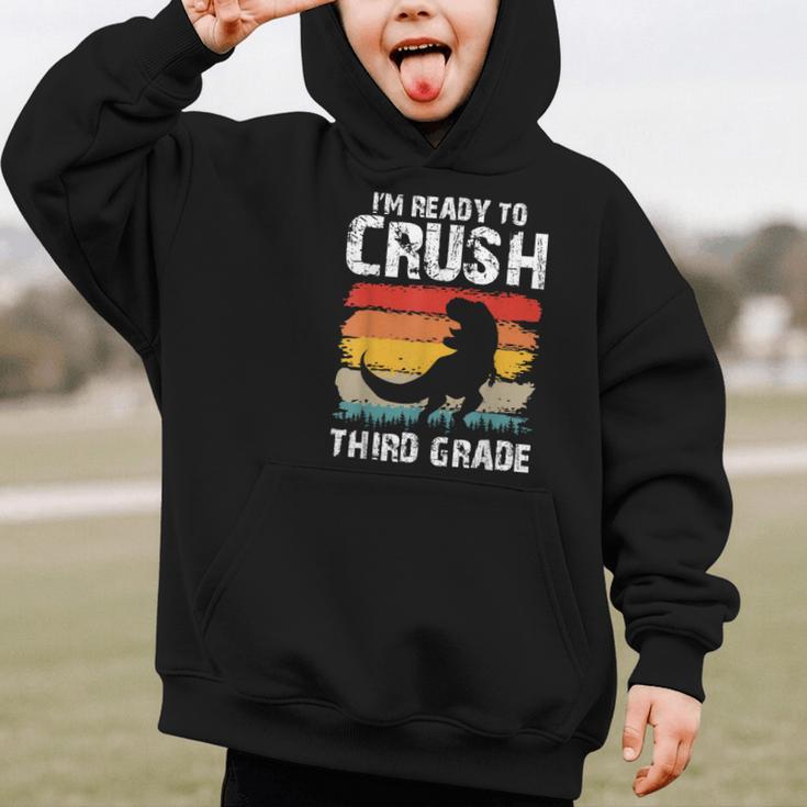 Ready Crush Third 3rd Grade Dinosaur Back To School Boys Graphic Kid Hoodie Ready Crush Third 3rd Grade Dinosaur Back To School Boys Graphic Kid Hoodie