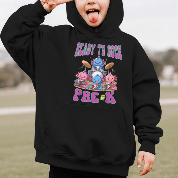 Ready To Rock Pre K Back To School Axolotl Preschool Graphic Kid Hoodie Ready To Rock Pre K Back To School Axolotl Preschool Graphic Kid Hoodie