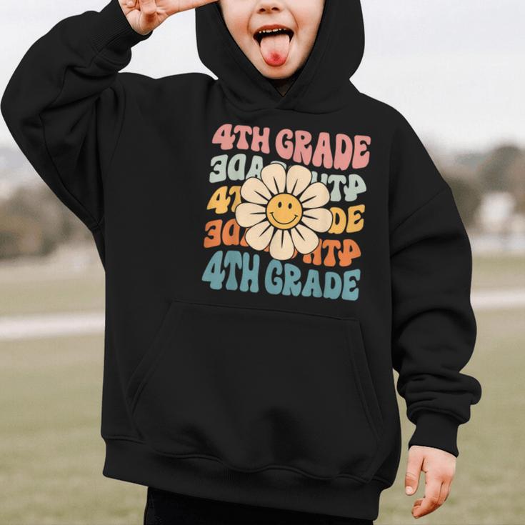 Retro 4th Grade Daisy Colorful Back To School Fourth Grade Graphic Kid Hoodie