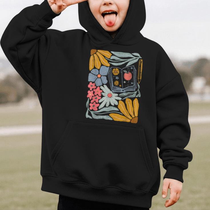 Retro Boho Flower Floral Back To School First Day Of School Graphic Kid Hoodie Retro Boho Flower Floral Back To School First Day Of School Graphic Kid Hoodie