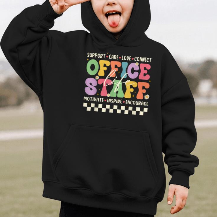 Retro Groovy Office Staff Life Flowers Back To School Graphic Kid Hoodie Retro Groovy Office Staff Life Flowers Back To School Graphic Kid Hoodie