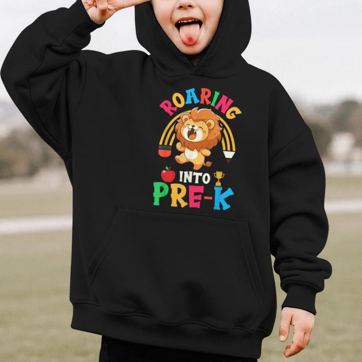 Roaring Into Pre-Kindergarten Lion Pre K Back To School Graphic Kid Hoodie