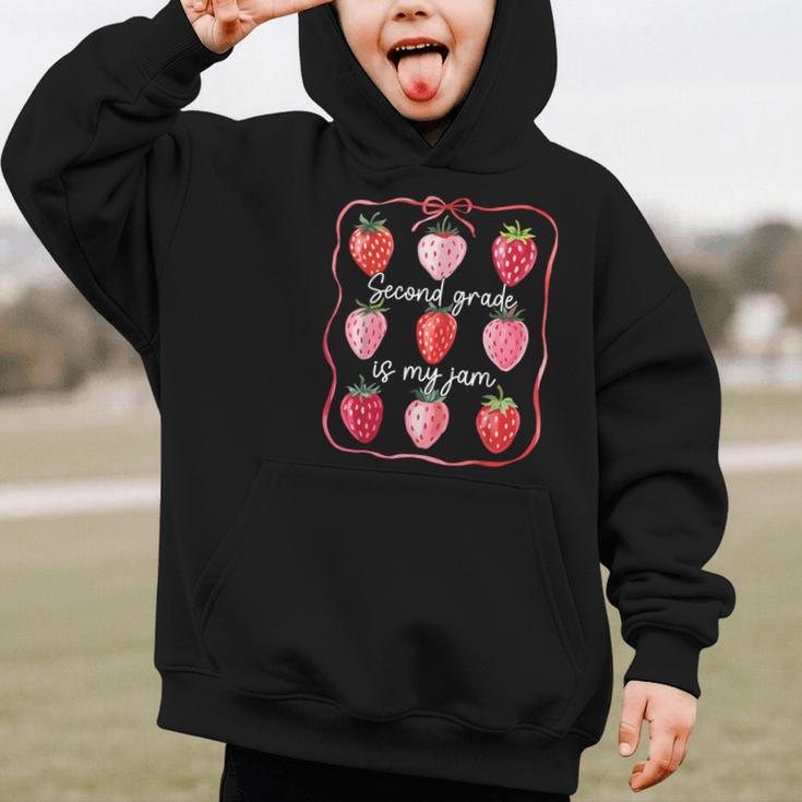 Second Grade Is My Jam Strawberry 2nd Grade Back To School Graphic Kid Hoodie