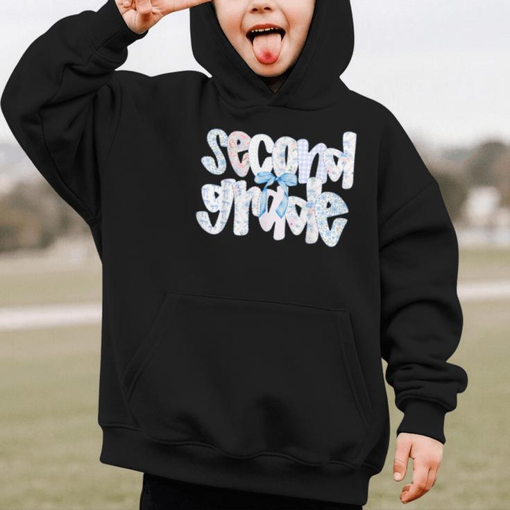 Second Grade Student Back To School Pastel Floral Bow Graphic Kid Hoodie Second Grade Student Back To School Pastel Floral Bow Graphic Kid Hoodie