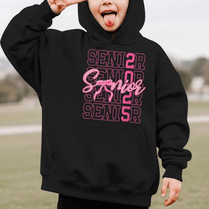 Senior 2025 Coquette Pink Bow Class Of 2025 Back To School Graphic Kid Hoodie Senior 2025 Coquette Pink Bow Class Of 2025 Back To School Graphic Kid Hoodie