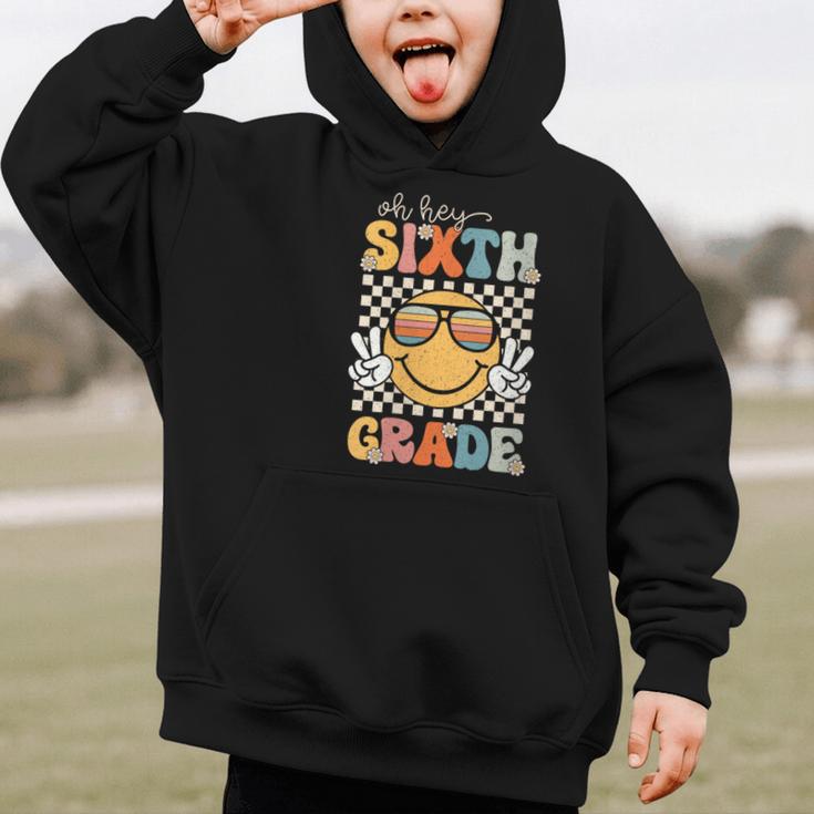 Sixth Grade Oh Hey Smile Retro Back To School 6th Grade Graphic Kid Hoodie