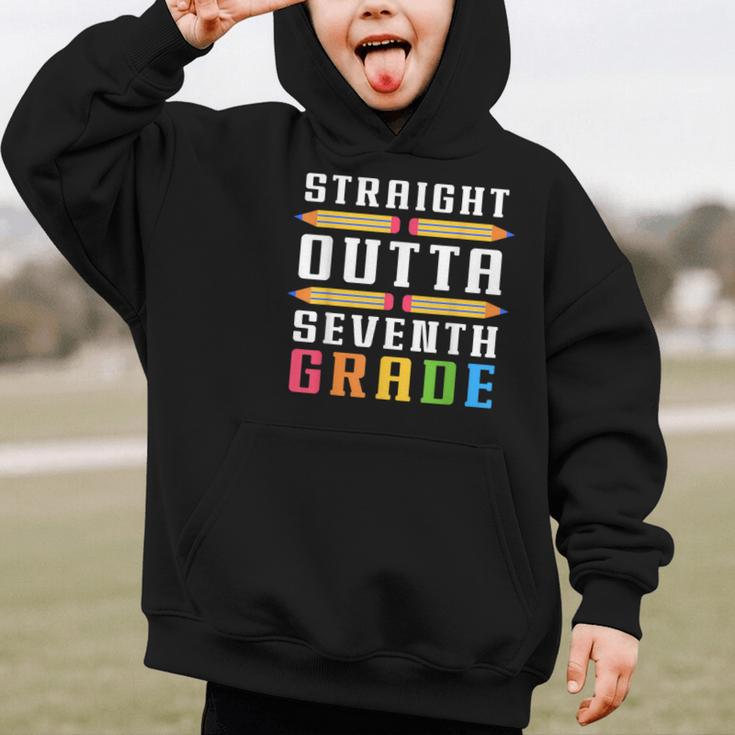 Straight Outta Seventh Grade Graduation Fun Back To School Graphic Kid Hoodie Straight Outta Seventh Grade Graduation Fun Back To School Graphic Kid Hoodie