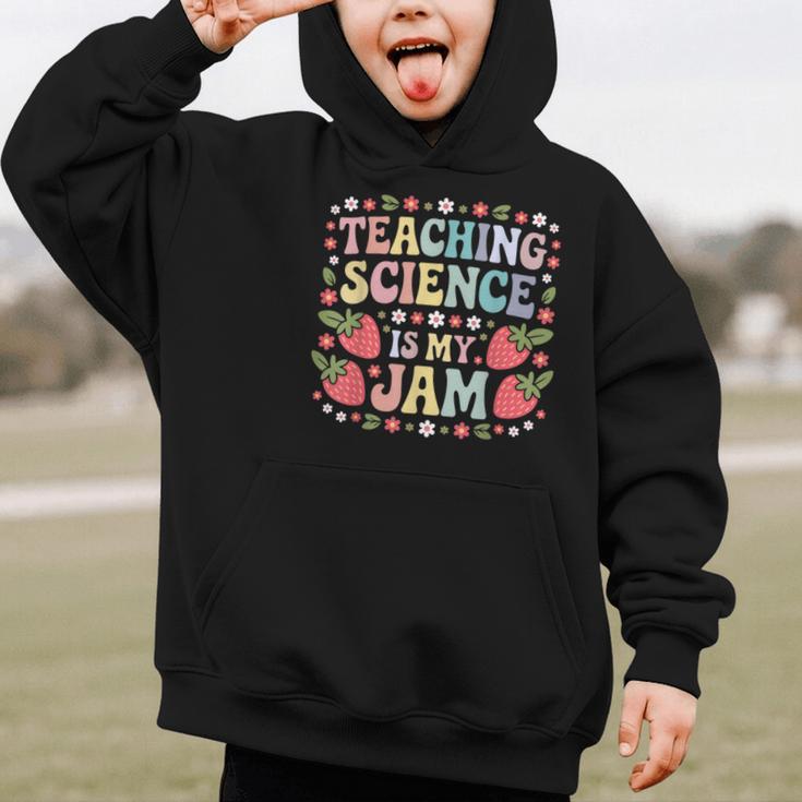Teaching Science Is My Jam Retro Back To School Strawberry Graphic Kid Hoodie