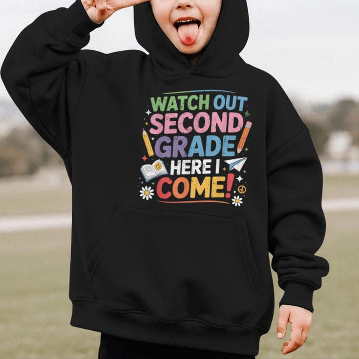 Watch Out 2nd Grade Here I Come Back To School Second Grade Graphic Kid Hoodie