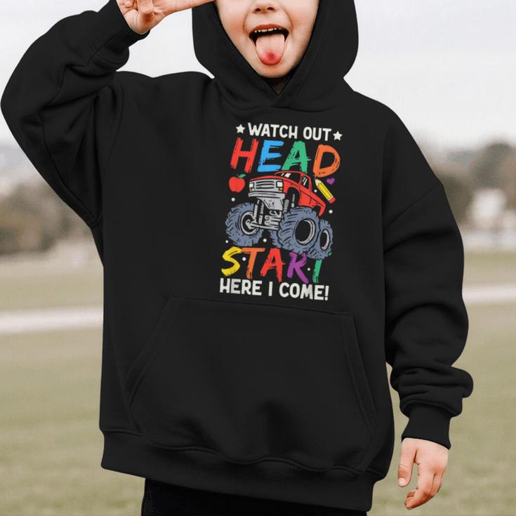 Watch Out HeadStart Here I Come Monster Truck Back To School Graphic Kid Hoodie