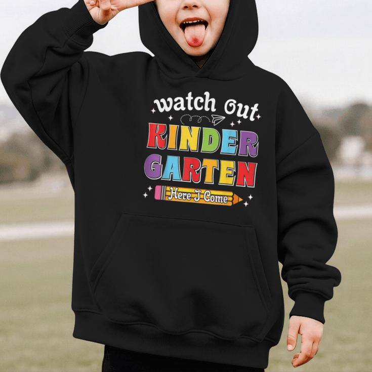 Watch Out Kindergarten Here I Come Back To School Graphic Kid Hoodie