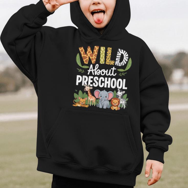 Wild About Preschool Back To School Jungle Theme Classroom Graphic Kid Hoodie Wild About Preschool Back To School Jungle Theme Classroom Graphic Kid Hoodie