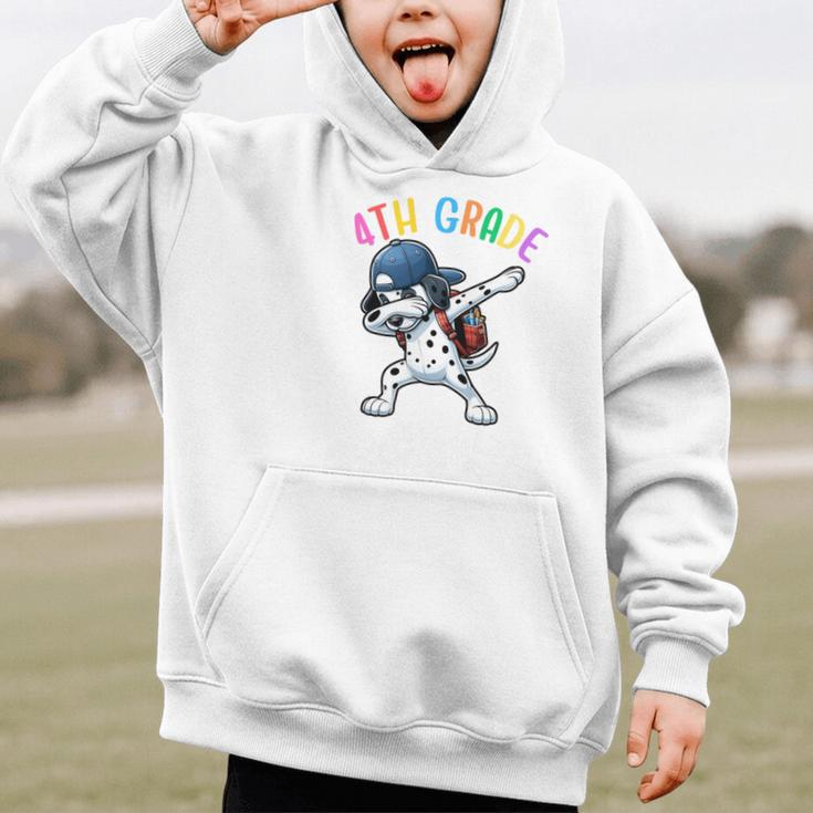 4th Grade Crew Dalmatian Dog Dabbing Back To School Premium Tri-Blend Graphic Kid Hoodie