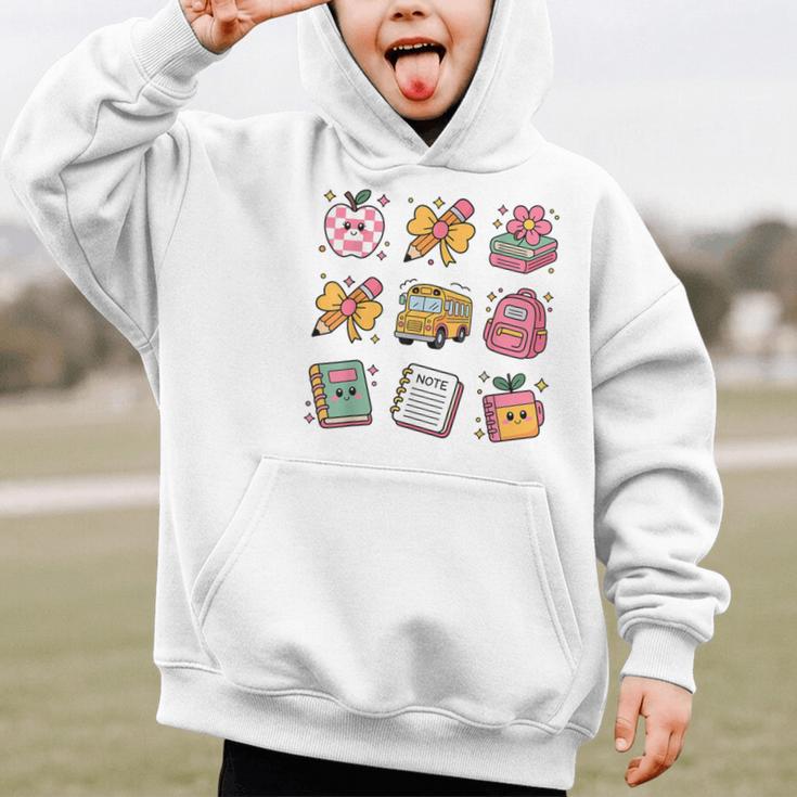 Back To School Coquette Bow First Day Of School Toddler Girl Graphic Kid Hoodie Back To School Coquette Bow First Day Of School Toddler Girl Graphic Kid Hoodie