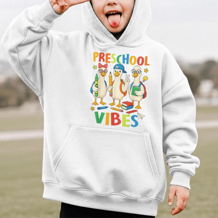 Back To School Cute Goose Preschool Vibes Girls Boys Graphic Kid Hoodie