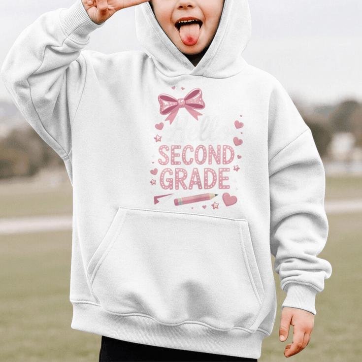 Back To School Cute Pink Coquette Girls Hello Second Grade Graphic Kid Hoodie Back To School Cute Pink Coquette Girls Hello Second Grade Graphic Kid Hoodie