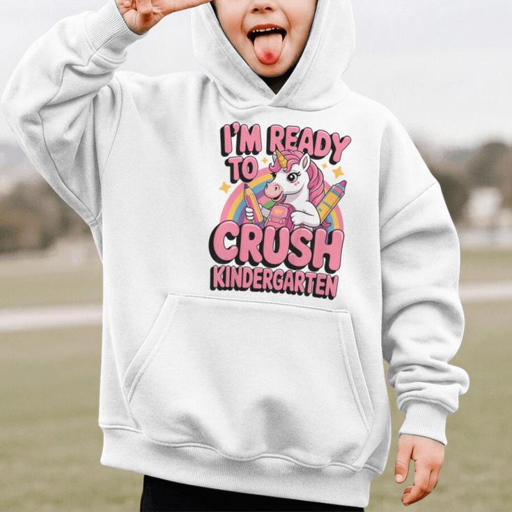 Back To School I'm Ready To Crush Kindergarten Unicorn Graphic Kid Hoodie