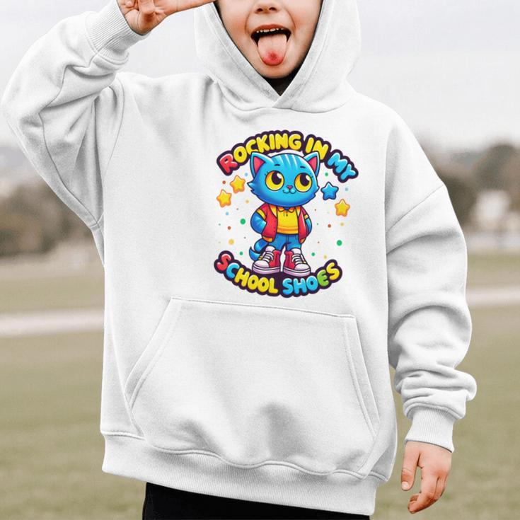 Cat Rocking In My School Shoes Fun Back To School Kids Boys Performance Graphic Kid Hoodie Cat Rocking In My School Shoes Fun Back To School Kids Boys Performance Graphic Kid Hoodie