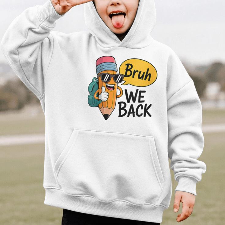 Cool Cartoon Pencil Saying Bruh Back To School Graphic Kid Hoodie Cool Cartoon Pencil Saying Bruh Back To School Graphic Kid Hoodie