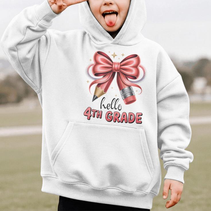 Coquette 4th Grade First Day Of Back To School Girls Outfits Graphic Kid Hoodie Coquette 4th Grade First Day Of Back To School Girls Outfits Graphic Kid Hoodie