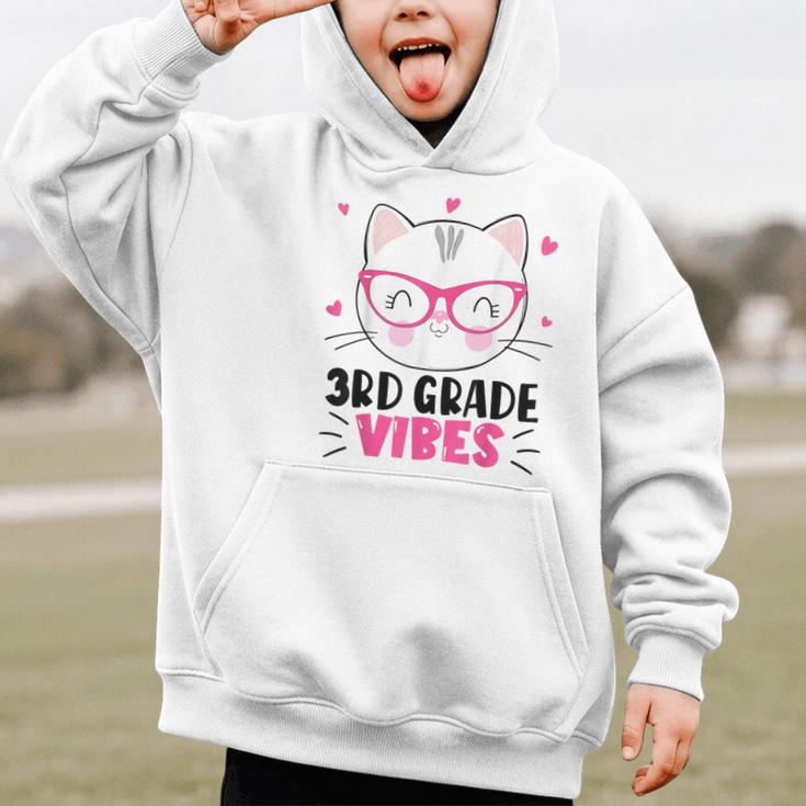 Cute 3rd Grade Vibes Cat Kitten Lover Back To School Girls Graphic Kid Hoodie Cute 3rd Grade Vibes Cat Kitten Lover Back To School Girls Graphic Kid Hoodie