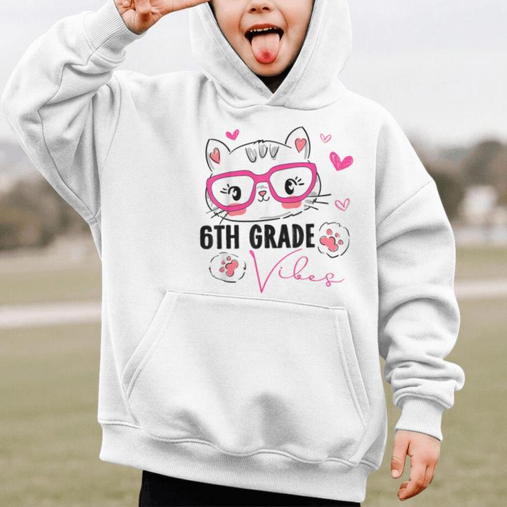 Cute 6th Grade Vibes Cat Kitten Lover Back To School Girls Graphic Kid Hoodie